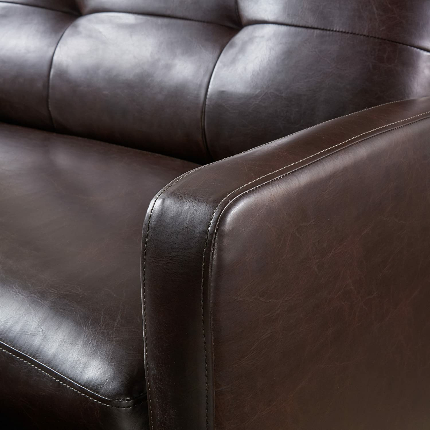 Halima Brown Leather 2-Seater Recliner by Christopher Knight