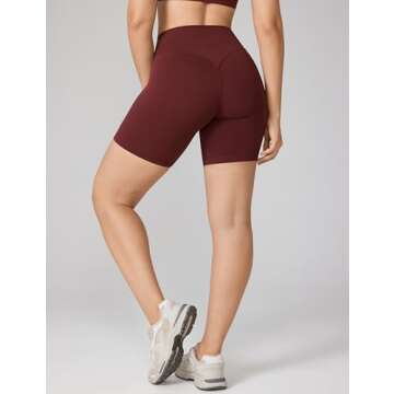 UNISSU Hugcurve No Front Seam High Waisted Workout Biker Shorts for Women 6 Inches Tummy Control Buttery Soft Yoga Pants Gym BlackBerry X-Large