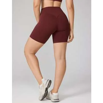 UNISSU Hugcurve No Front Seam High Waisted Workout Biker Shorts for Women 6 Inches Tummy Control Buttery Soft Yoga Pants Gym BlackBerry X-Large