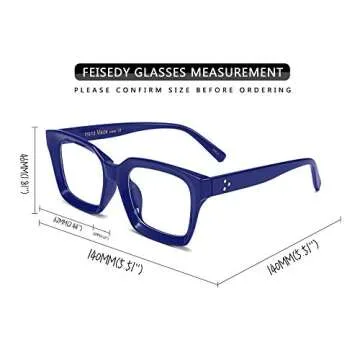 FEISEDY Glasses Frame Womens, Square Thick Eyeglasses Frame, Classic Eyewear for Men B2461