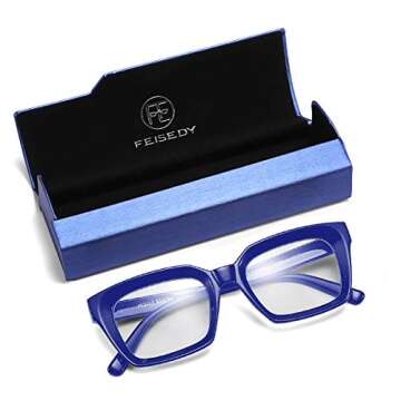 FEISEDY Glasses Frame Womens, Square Thick Eyeglasses Frame, Classic Eyewear for Men B2461