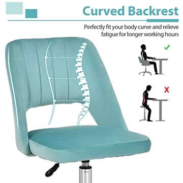 Giantex Home Office Chair, Velvet Mid-Back Desk Chair, Swivel Upholstered Accent Chair, Height Adjustable Leisure Chair w/Chrome Base, Modern Vanity Chair, Rolling Task Chair for Study (Green)