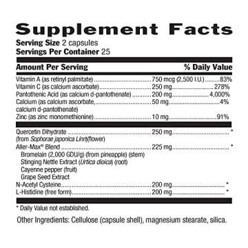 Country Life Aller-Mac with Quercetin, Bromelain and Vitamin C Vegetarian Capsules, Certified Gluten Free, Certified Vegan