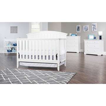Child Craft Delaney 4-in-1 Convertible Crib, Baby Crib Converts to Day Bed, Toddler Bed and Full Size Bed, 3 Adjustable Mattress Positions, Non-Toxic, Baby Safe Finish (Matte White)