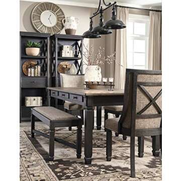 Signature Design by Ashley Tyler Creek Farmhouse 75" Display Cabinet or Bookcase with Drawers, Almost Black