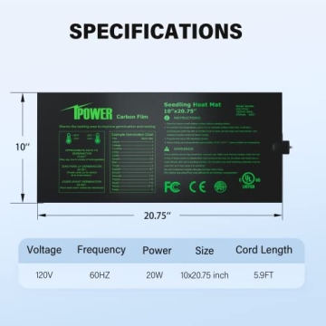 iPower 10" x 20.75" Seedling Heat Mat for Indoor Germination