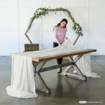 Bluekate Chiffon Fabric. 10 Yard Continuous Sheer Fabric. Voile Fabric Ivory Table Runner, Chiffon Table Runner, Gauze Wedding Table Runner, Wedding Arch Draping Fabric, Chiffon Scarf, Blouses