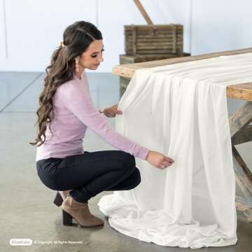 Bluekate Chiffon Fabric. 10 Yard Continuous Sheer Fabric. Voile Fabric Ivory Table Runner, Chiffon Table Runner, Gauze Wedding Table Runner, Wedding Arch Draping Fabric, Chiffon Scarf, Blouses