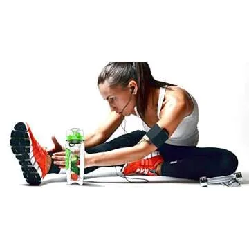 Fruit Infuser Water Bottle 32 oz: Flavored Water & Tea Infusion for Hydration, Protein Shake Sports Container, Leak-Proof Lid, Long Infuser Basket – with Sleeve, Cleaner Brush & Mix Ball