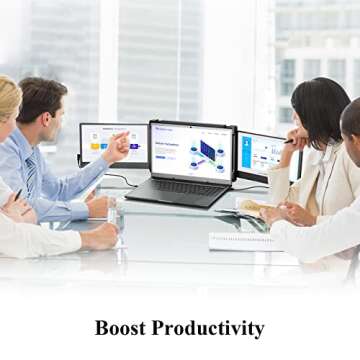 KEFEYA Laptop Screen Extender, 12” Full HD IPS Display Portabe Monitor for Laptop, Attachable Dual Monitor, HDMI/USB-A/Type-C Plug and Play for Windows, Chrome & Mac