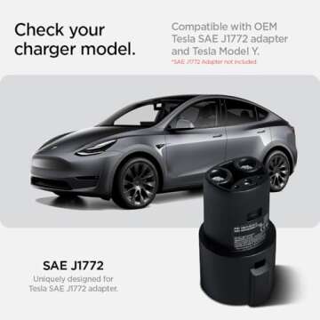 Spigen SAE J1772 Charging Adapter Door Dock Designed for All Tesla Model Y (SAE J1772 Charging Adapt...