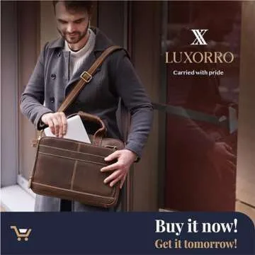 Luxorro Full Grain Leather Briefcase for 15.6 Inch Laptops
