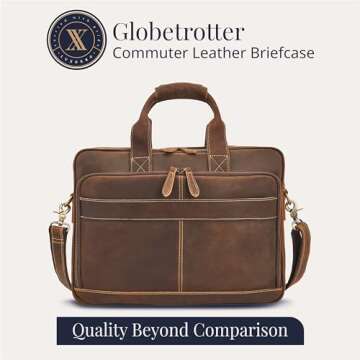 Luxorro Full Grain Leather Briefcase for 15.6 Inch Laptops