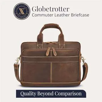 Luxorro Full Grain Leather Briefcase for 15.6 Inch Laptops
