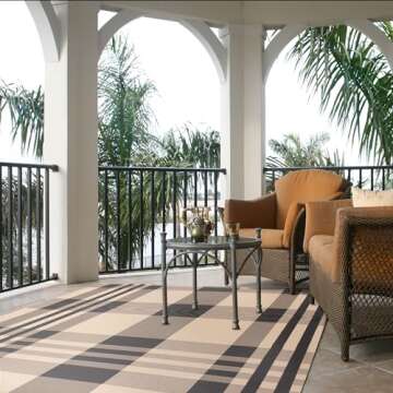 SAFAVIEH Courtyard Collection Accent Rug - 2' x 3'7", Grey & Bone, Indoor/Outdoor & Washable, Ideal ...