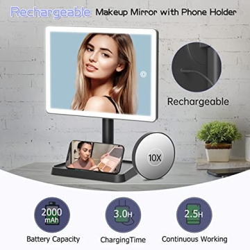 FUNTOUCH Rechargeable Makeup Vanity Mirror with Lights
