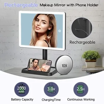 FUNTOUCH Rechargeable Makeup Vanity Mirror with Lights
