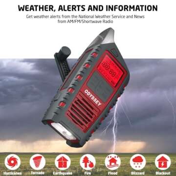 Eton Odyssey Hand Crank NOAA Weather Radio, All Band Emergency Radio, AM/FM Shortwave Storm Radio, B...