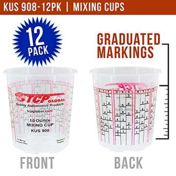 Custom Shop Box of 12 Each - 10 Ounce Paint Mixing Cups Cups Have calibrated Mixing ratios on Side of Cup Box of 12 Cups