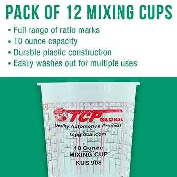 Custom Shop Box of 12 Each - 10 Ounce Paint Mixing Cups Cups Have calibrated Mixing ratios on Side of Cup Box of 12 Cups