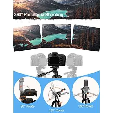 EMART 55'' Phone Tripod with Bluetooth Remote, Extendable Camera Tripod with iPhone/Android/Tablet Universal Holder, Lightweight Travel Stand for Selfie/Recording/Vlogging/Live Streaming/Video