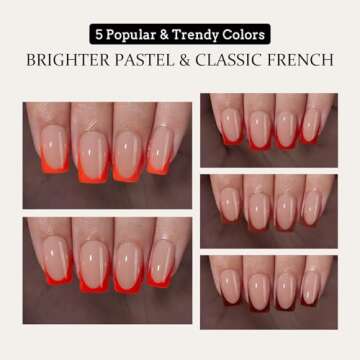 BTArtboxnails XCOATTIPS French Tip Press on Nails - Red Press On Nails Short, Valentines Square Fake Nails, 160Pcs Soak Off Soft Gel Acrylic Nail Extension in 16 Sizes