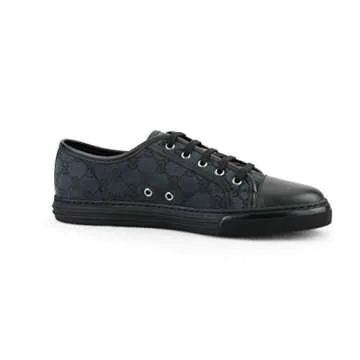 Gucci Men's Original GG Canvas with Leather Cap Toe Low Top Trainer Sneakers, Grey/Black 11