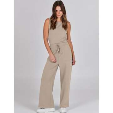 ANRABESS Womens Jumpsuits 2025 Casual Summer Dressy Romper Sleeveless Wide Leg Long Pants Outfits Fashion Travel Clothes Brown Small