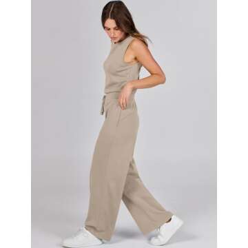 ANRABESS Womens Jumpsuits 2025 Casual Summer Dressy Romper Sleeveless Wide Leg Long Pants Outfits Fashion Travel Clothes Brown Small