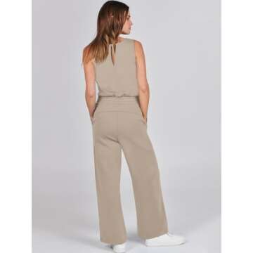 ANRABESS Womens Jumpsuits 2025 Casual Summer Dressy Romper Sleeveless Wide Leg Long Pants Outfits Fashion Travel Clothes Brown Small