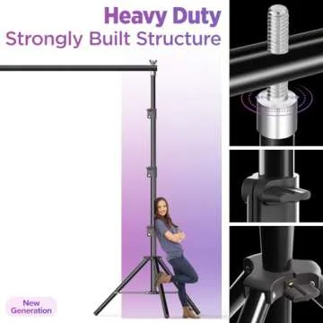 LimoStudio 10' x 10' (W x H) Upgraded New Heavy Duty Backdrop Stands, Adjustable Background Support, Metal Cap Head Tripods, Shock Proof & Anti-Slip Rubbers, Complete Accessory, Photo Studio, AGG2862