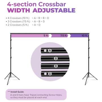 LimoStudio 10' x 10' (W x H) Upgraded New Heavy Duty Backdrop Stands, Adjustable Background Support, Metal Cap Head Tripods, Shock Proof & Anti-Slip Rubbers, Complete Accessory, Photo Studio, AGG2862