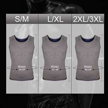 Hirdou Men's Premium Workout Tank Top Slimming Polymer Weight Loss Sauna Vest, Black Shapewear