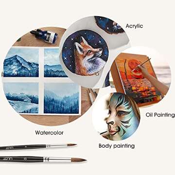 Sable Watercolor Brushes 9pcs Set for Detail Painting