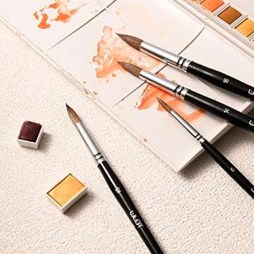 Sable Watercolor Brushes 9pcs Set for Detail Painting