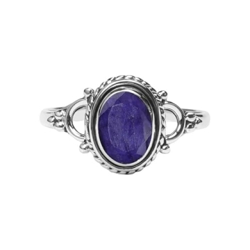 Blue Sapphire Stone Ring, 925 Sterling Silver Ring Handmade Statement Ring For Women and Girls, Natu...