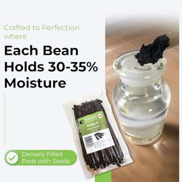 50 Tahitian Vanilla Beans Grade A by FITNCLEAN VANILLA for Baking, Extract and Paste. ~5" Bulk Fresh Raw NON-GMO Whole Gourmet Pods