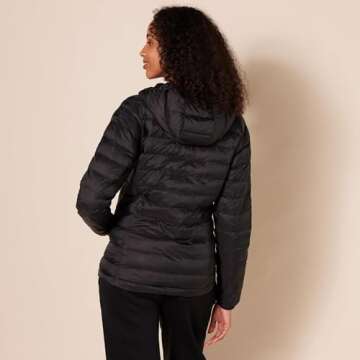 Amazon Essentials Women's Lightweight Long-Sleeve Full-Zip Water-Resistant Packable Hooded Puffer Ja...