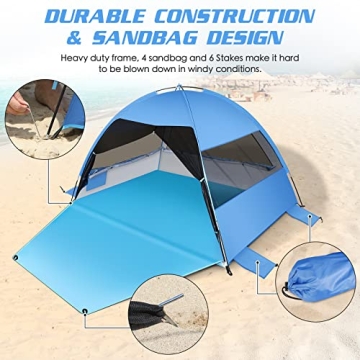 Large Easy Setup Beach Tent for Families and Outdoor Fun