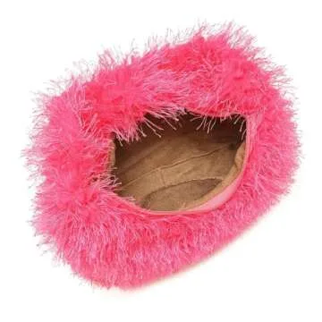 Faux Fur Fluffy Hobo Bag Furry Handbag Purse Y2K Fuzzy Tote Bag,Trendy Cute Plush Purse for Women (Hot Pink)