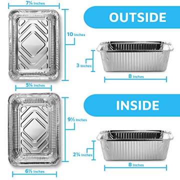 MontoPack Disposable Takeout Pans with Clear Lids | 5lb Capacity Aluminum Foil Food Containers with ...