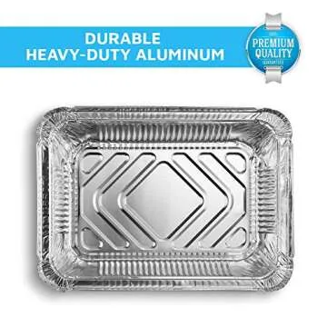 MontoPack Disposable Takeout Pans with Clear Lids | 5lb Capacity Aluminum Foil Food Containers with Seal for Freshness | Eco-Friendly & Recyclable | 25-Pack 6.5x9.5” Drip Pans