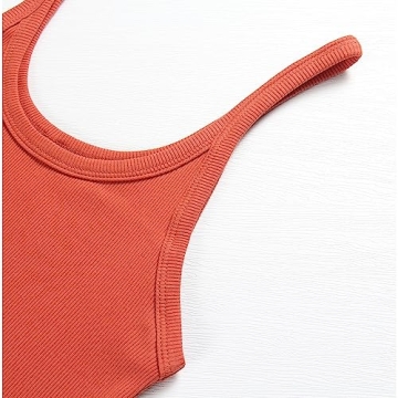 Artfish Sleeveless Tank Top Ribbed Knit Cami - Orange XS