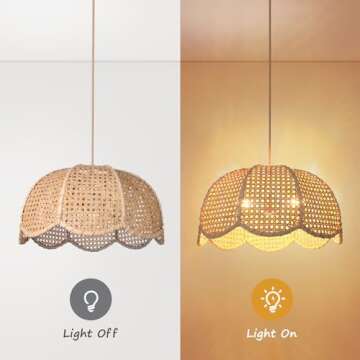 Arturesthome Hand Woven Pendant Light Fixture, 3-Lights Hanging Lamp Ceiling Lighting, Chandelier Lampshade for Kitchen Dining Room Living Room Bedroom Hallway D 19.6in * H 11in