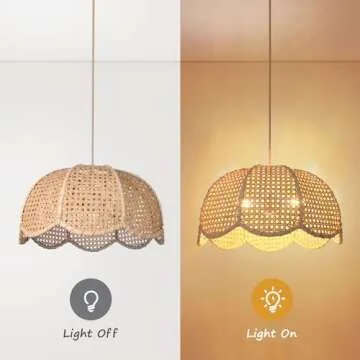 Arturesthome Hand Woven Pendant Light Fixture, 3-Lights Hanging Lamp Ceiling Lighting, Chandelier Lampshade for Kitchen Dining Room Living Room Bedroom Hallway D 19.6in * H 11in