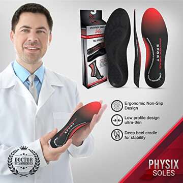 Physix Gear Orthotic Insoles with Exceptional Arch Support