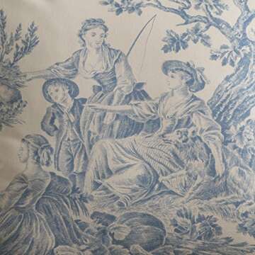 Maison d' Hermine Decorative Pillow Cover 100% Cotton 18 Inch x 18 Inch Square Toile Washable Cushion Covers with Invisible Zipper for Couch, Bedroom, Home, The Miller - Blue - Spring/Summer
