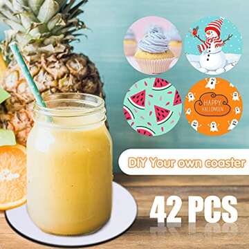 60 Pieces Sublimation Blank Cup Coasters Bulk 4x4 Inch Round Blank Cup Mat Rubber Circle Cup Mat for Sublimation Transfer DIY Crafts Printing Heat Press Gift