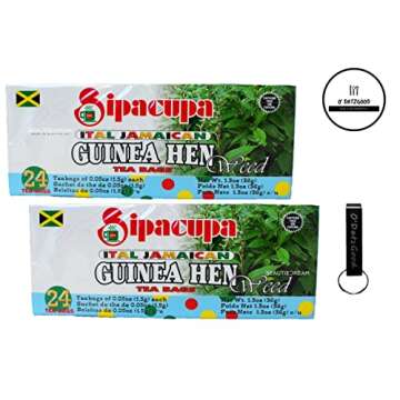 Sipacupa Ital Jamaican Guinea Hen Weed (Anamu Tea) 24 Tea Bags Pack of 2 Sealed with ODatzGood Keych...