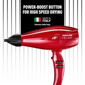 BaBylissPRO Hair Dryer, Nano Titanium Volare V1 2000-Watt Blow Dryer, Hair Styling & Appliances, Red, BRVOL1